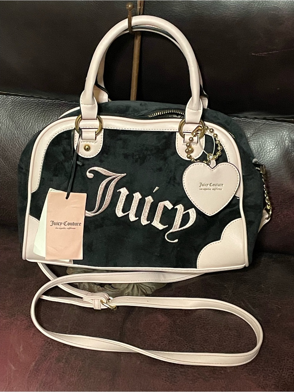 Juicy Couture Liquorice Urban Heritage Bowler Pink & Black Bag Purse | NWT